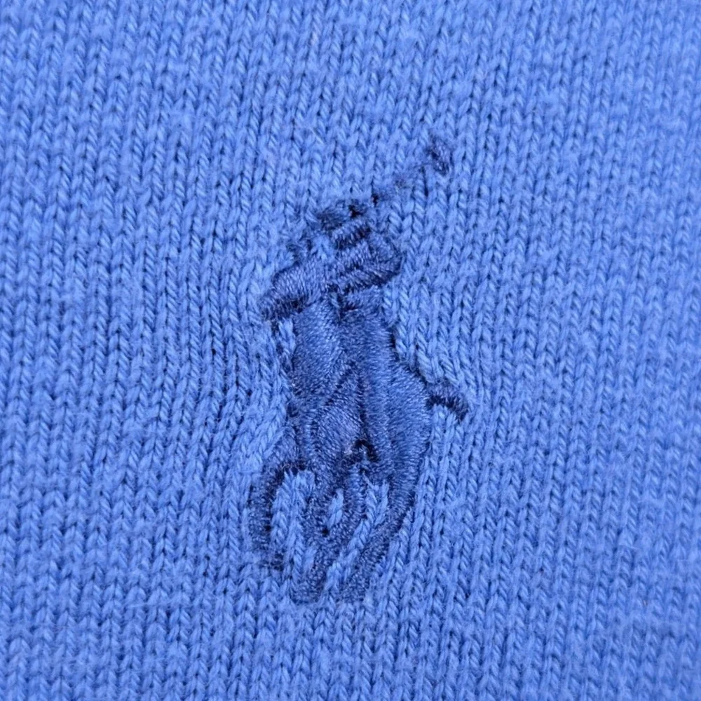 Polo Ralph Lauren Sweater Men's L Blue V-Neck Pima Cotton Slim Fit Pony Preppy